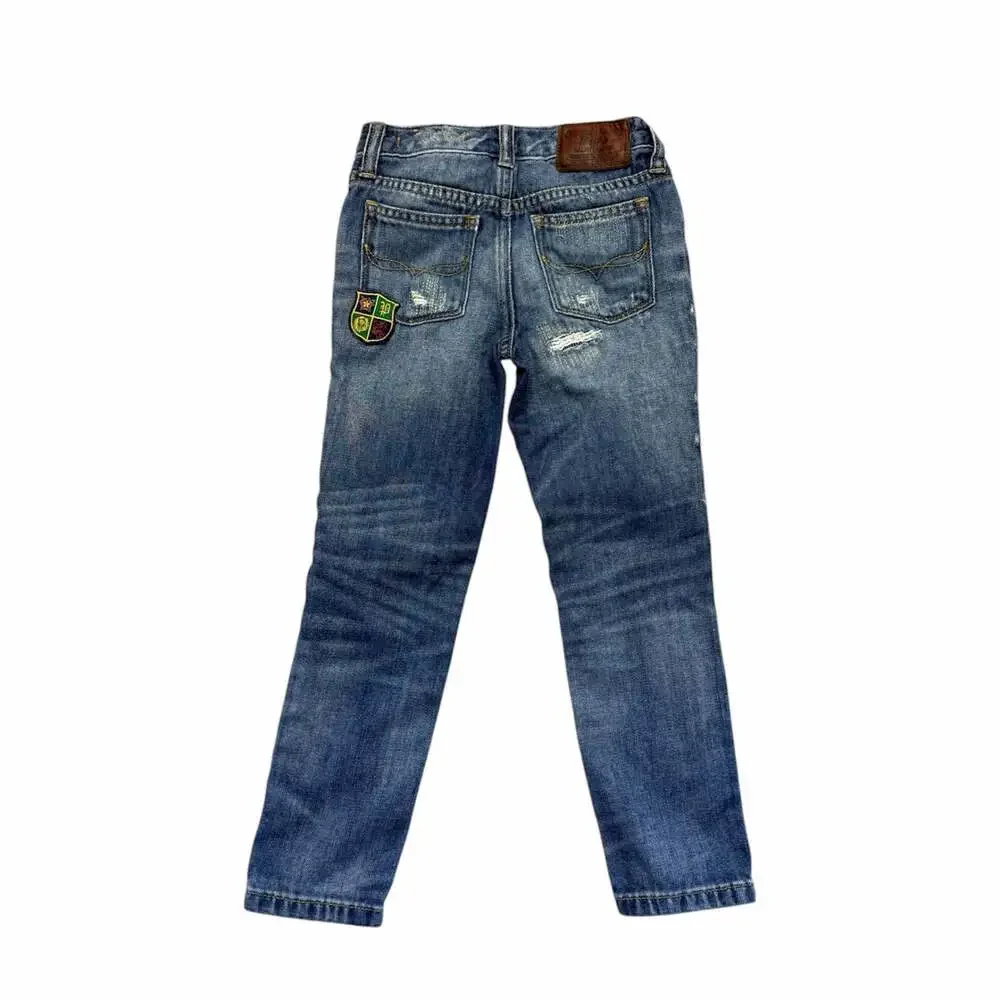 Polo Ralph Lauren Girls Distressed Patchwork Astor Slim Boyfriend Jeans Size 5